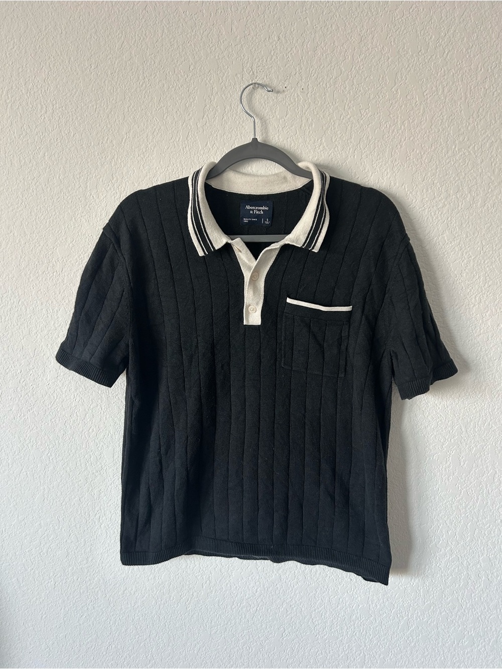 Abercrombie & Fitch Sideline Tipped Ribbed Knit Sweater Polo - Size S